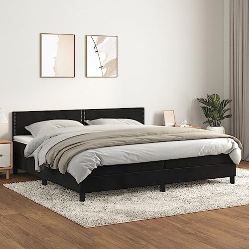 CIADAZ Boxspringbett mit Matratze Schwarz 200x200 cm Samt, Bett, Bettrahmen, Gästebett, Bed Frame, Jugendbett - 3141265 von CIADAZ