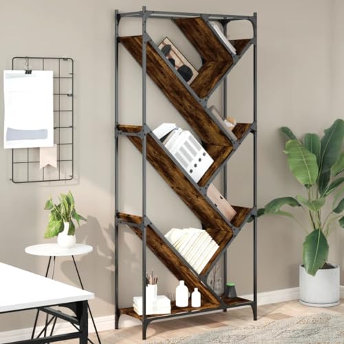 CIADAZ Bücherregal Räuchereiche 79x30x180 cm Holzwerkstoff und Metall, Bookshelf, Regalbrett, Book Shelf, Bücher Regal, Deko Regal Wohnzimmer, Standregal - 845433 CIADAZ Bücherregal Räuchereiche 79x30x180 cm Holzwerkstoff und Metall, Bookshelf, Regalbrett, Book Shelf, Bücher Regal, Deko Regal Wohnzimmer, Standregal - 845433 von CIADAZ