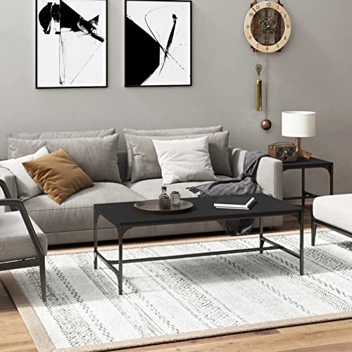 CIADAZ Couchtisch Schwarz 100x50x35 cm Holzwerkstoff, Living Room Table, Wohnzimmertisch, Beistelltisch, Side Table & End Table, Coffee Table von CIADAZ