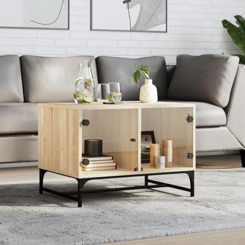 CIADAZ Couchtisch mit Glastüren Sonoma-Eiche 68,5x50x50 cm, Living Room Table, Wohnzimmertisch, Beistelltisch, Side Table & End Table, Coffee Table - 836541 CIADAZ Couchtisch mit Glastüren Sonoma-Eiche 68,5x50x50 cm, Living Room Table, Wohnzimmertisch, Beistelltisch, Side Table & End Table, Coffee Table - 836541 von CIADAZ