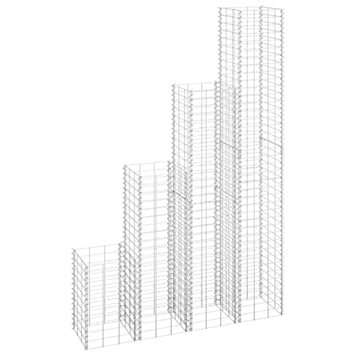 CIADAZ Gabionen-Hochbeete 4 STK Gabionenkörbe, Gabionen Hochbeet, Steinkorb, Gabionengitter, Drahtkorb Für Pflanzen, Kräuterspirale Für Garten, 30x30x50/100/150/200 cm Eisen von CIADAZ