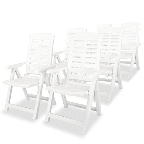 CIADAZ Garten-Liegestühle 6 STK Gartenmöbel, Balkonstühle, Chair Outdoor, Balkonmöbel, Hochlehner, Essstühle, Balkon Stuhl, Bistrostuhl, Kunststoff Weiß von CIADAZ