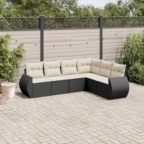 CIADAZ Gartenmöbel-Set, 6-teilig und Kissen, Polyrattan, Schwarz, Gartenmöbel, Gartenmöbel, Gartenmöbel, Gartenmöbel, Gartenmöbel-Set - 3253743 von CIADAZ