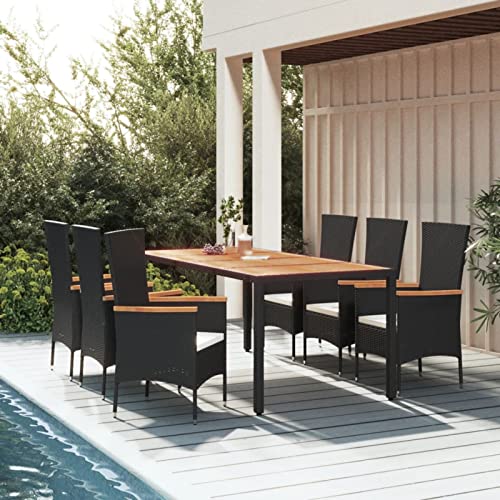 CIADAZ Gartenmöbel-Set, 7-teilig, Gartentisch und Stühle, Gartenmöbel, Outdoor-Terrassenmöbel und Kissen, Polyrattan, Schwarz CIADAZ Gartenmöbel-Set, 7-teilig, Gartentisch und Stühle, Gartenmöbel, Outdoor-Terrassenmöbel und Kissen, Polyrattan, Schwarz von CIADAZ