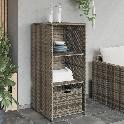 CIADAZ Gartenschrank Grau 50x55x115 cm Poly Rattan, Geräteschuppen, Gerätehaus, Wetterfest, Outdoor Schrank, Gartenhausschränke, Terrassenschrank - 365549 von CIADAZ