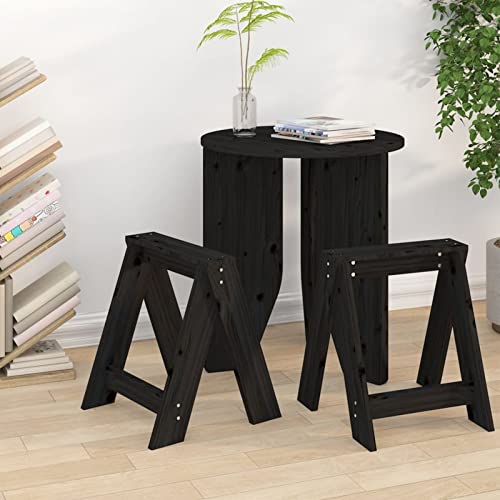 CIADAZ Hocker 2 STK Footstool, Stilvolle Hocker, Classroom Stools, Wartehocker, Schwarz 40x40x45 cm Massivholz Kiefer von CIADAZ