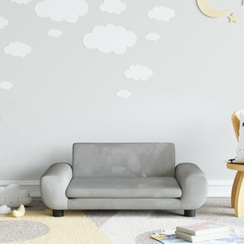 CIADAZ Kindersofa Hellgrau 70x45x33 cm Samt, Mini Sofa, Kindercouch, Couch, Kleine Couch, Kinderzimmer Möbel, Mini Sofa for Kids von CIADAZ