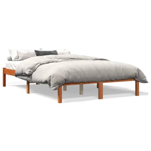 CIADAZ Massivholzbett Wachsbraun 140x200 cm Kiefer, Bettgestell, Jugendbett, Schlafzimmer Bett, Bed Frame - 844857 von CIADAZ