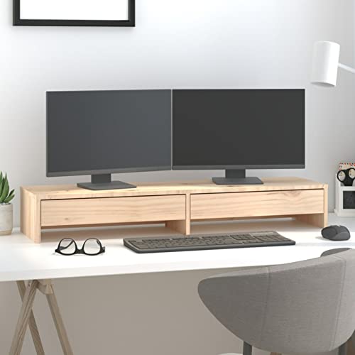 CIADAZ Monitorständer 100x27x15 cm Massivholz Kiefer, Monitor Erhöhung, Schreibtischaufsatz, Monitor Erhöhung Schreibtisch, Bildschirm Erhöhung, Schreibtisch Regalaufsatz - 813959 von CIADAZ