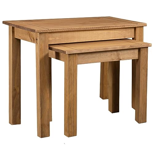 CIADAZ Satztische 2 STK. Massivholz Panama-Kiefer, Coffee Table, Beistelltisch Set, Couchtisch, Satztische Fürs Wohnzimmer, Wohnzimmer Tisch, Kleine Tische Wohnzimmer von CIADAZ