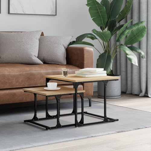 CIADAZ Satztische 2 STK. Sonoma-Eiche Holzwerkstoff, Coffee Table, Beistelltisch Set, Couchtisch, Satztische Fürs Wohnzimmer, Wohnzimmer Tisch, Kleine Tische Wohnzimmer - 833369 von CIADAZ