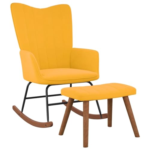 CIADAZ Schaukelstuhl mit Hocker, Sessel Wohnzimmer, Schaukelsessel, Stillsessel, Schwingsessel, Tv Sessel, Ohrensessel, Relaxsessel, Rocking Chair, Samt Senfgelb CIADAZ Schaukelstuhl mit Hocker, Sessel Wohnzimmer, Schaukelsessel, Stillsessel, Schwingsessel, Tv Sessel, Ohrensessel, Relaxsessel, Rocking Chair, Samt Senfgelb von CIADAZ