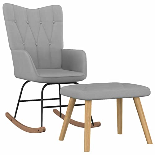 CIADAZ Schaukelstuhl mit Hocker, Sessel Wohnzimmer, Schaukelsessel, Stillsessel, Schwingsessel, Tv Sessel, Ohrensessel, Rocking Chair, Relaxsessel, Stoff Hellgrau CIADAZ Schaukelstuhl mit Hocker, Sessel Wohnzimmer, Schaukelsessel, Stillsessel, Schwingsessel, Tv Sessel, Ohrensessel, Rocking Chair, Relaxsessel, Stoff Hellgrau von CIADAZ