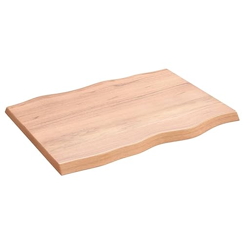 CIADAZ Schreibtischplatte Hellbraun 80x60x4 cm Massivholz Eiche Tischplatte, Arbeitsplatte, Waschtischplatte, Bürotischplatte von CIADAZ