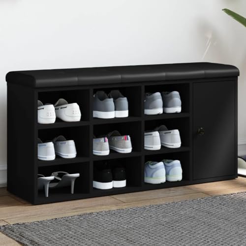 CIADAZ Schuhbank Schwarz 102x32x50 cm Holzwerkstoff, Sitzbank Flur, Schuhregal Mit Sitzfläche, Schuhschrank Mit Sitzbank, Garderobenbank - 835090 CIADAZ Schuhbank Schwarz 102x32x50 cm Holzwerkstoff, Sitzbank Flur, Schuhregal Mit Sitzfläche, Schuhschrank Mit Sitzbank, Garderobenbank - 835090 von CIADAZ