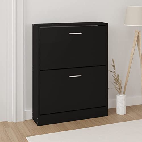 CIADAZ Schuhschrank, Schuhbank, Shoe Rack, Schuhe Schrank, Schuhkommode, Schuhregal, Mehrzweckschrank, Schwarz 59x17x81 cm Holzwerkstoff CIADAZ Schuhschrank, Schuhbank, Shoe Rack, Schuhe Schrank, Schuhkommode, Schuhregal, Mehrzweckschrank, Schwarz 59x17x81 cm Holzwerkstoff von CIADAZ
