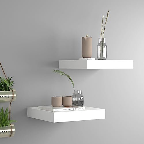 CIADAZ Schwebende Wandregale 2 STK. Weiß 23x23,5x3,8cm MDF, Schweberegal, Regal Wand, Bücherregal, Hängeregal, Regalbrett, Küchenregal, Kinderzimmer Regal, Wandboard CIADAZ Schwebende Wandregale 2 STK. Weiß 23x23,5x3,8cm MDF, Schweberegal, Regal Wand, Bücherregal, Hängeregal, Regalbrett, Küchenregal, Kinderzimmer Regal, Wandboard von CIADAZ