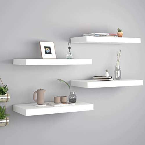 CIADAZ Schwebende Wandregale 4 STK. Weiß 50x23x3,8cm MDF, Schweberegal, Regal Wand, Bücherregal, Hängeregal, Regalbrett, Küchenregal, Kinderzimmer Regal, Wandboard CIADAZ Schwebende Wandregale 4 STK. Weiß 50x23x3,8cm MDF, Schweberegal, Regal Wand, Bücherregal, Hängeregal, Regalbrett, Küchenregal, Kinderzimmer Regal, Wandboard von CIADAZ