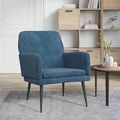 CIADAZ Sessel Blau 62x79x79 cm Samt, Sessel Wohnzimmer, Lesesessel, Stillsessel, Fernsehsessel von CIADAZ