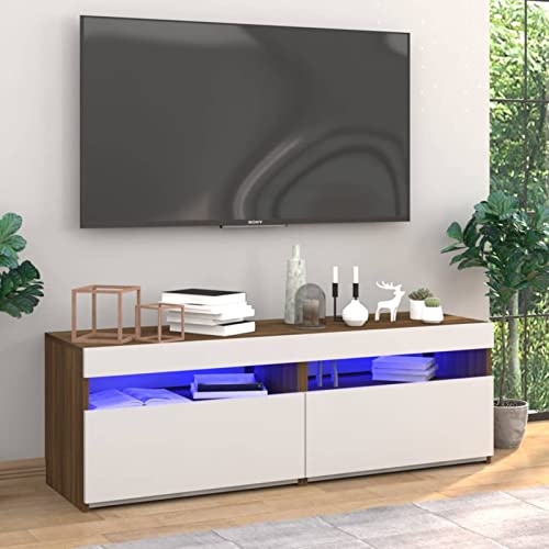 CIADAZ TV-Schränke 2 STK. mit Leuchten, Tv Board, Tv Lowboard, Tv Tisch, Fernsehschrank, Fernsehtisch, Kommode, Sideboard Wohnzimmer, Tv Sideboard, Braun Eiche 60x35x40 cm CIADAZ TV-Schränke 2 STK. mit Leuchten, Tv Board, Tv Lowboard, Tv Tisch, Fernsehschrank, Fernsehtisch, Kommode, Sideboard Wohnzimmer, Tv Sideboard, Braun Eiche 60x35x40 cm von CIADAZ