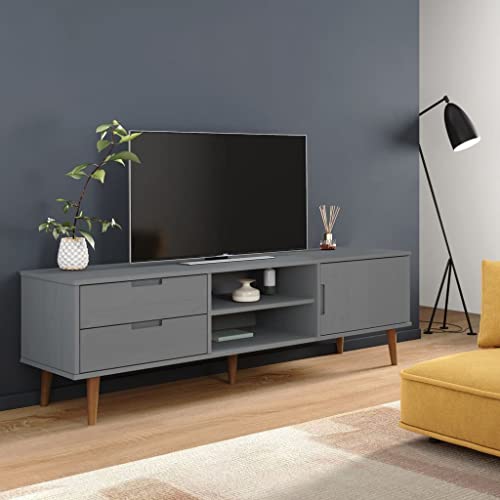 CIADAZ TV-Schrank, Tv Board, Tv Lowboard, Tv Tisch, Fernsehschrank, Fernsehtisch, Kommode, Sideboard Wohnzimmer, Tv Sideboard, Grau 158x40x49 cm Massivholz Kiefer von CIADAZ