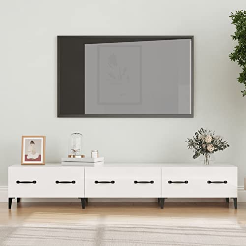 CIADAZ TV-Schrank, Tv Board, Tv Lowboard, Tv Tisch, Fernsehschrank, Fernsehtisch, Kommode, Sideboard Wohnzimmer, Tv Sideboard, Hochglanz-Weiß 150x34,5x30 cm Holzwerkstoff von CIADAZ