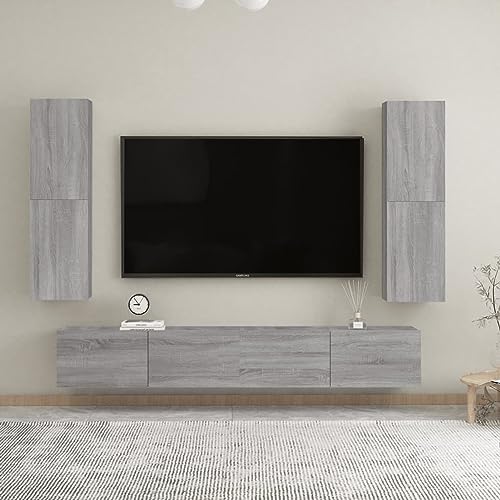 CIADAZ TV-Wandschränke 2 STK. Grau Sonoma 30,5x30x110 cm Wohnwand, Tv Komode, Anbauwand Wohnzimmer, Fernsehwand, Möbel Wohnzimmer, Fernseher Schrank von CIADAZ