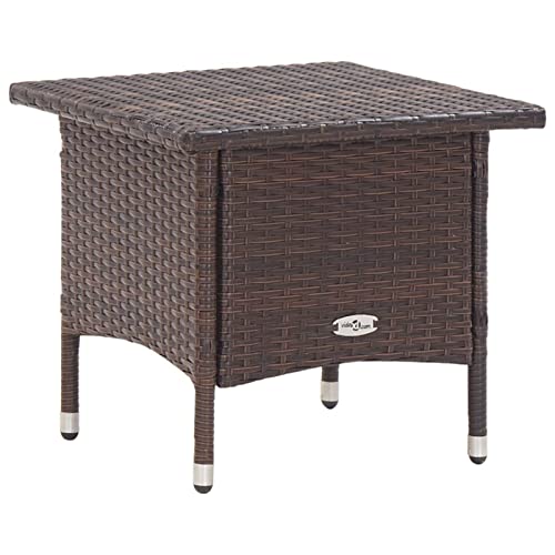 CIADAZ Teetisch, Balkontisch, Beistelltisch Outdoor, Balkon Tisch, Gartentisch Klein, Tisch Klein, Gartenmöbel, Terrassen Tisch, Braun 50 x 50 x 47 cm Poly Rattan von CIADAZ