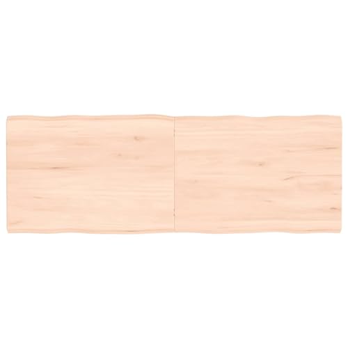 CIADAZ Tischplatte 140x50x4 cm Massivholz Eiche Unbehandelt Baumkante, Arbeitsplatte, Holzplatte, Schreibtischplatte, Waschtischplatte, Küchenarbeitsplatte von CIADAZ
