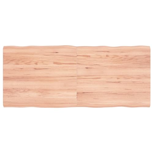 CIADAZ Tischplatte 140x60x4 cm Massivholz Eiche Behandelt Baumkante, Arbeitsplatte, Holzplatte, Schreibtischplatte, Waschtischplatte, Küchenarbeitsplatte von CIADAZ