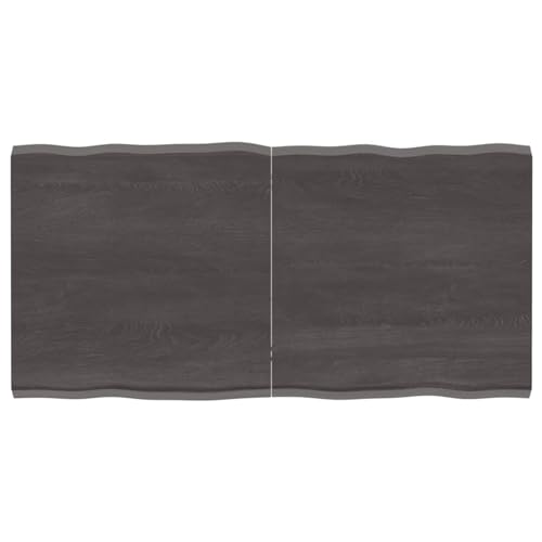 CIADAZ Tischplatte Dunkelgrau 120x60x4 cm Eichenholz mit Baumkante, Arbeitsplatte, Holzplatte, Schreibtischplatte, Waschtischplatte, Küchenarbeitsplatte von CIADAZ