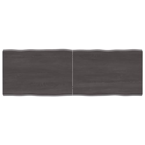 CIADAZ Tischplatte Dunkelgrau 140x50x4 cm Eichenholz mit Baumkante, Arbeitsplatte, Holzplatte, Schreibtischplatte, Waschtischplatte, Küchenarbeitsplatte von CIADAZ