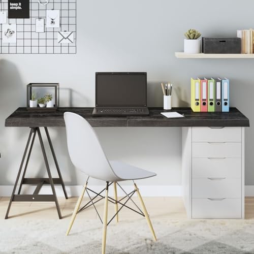 CIADAZ Tischplatte Dunkelgrau 160x60x6 cm Massivholz Eiche Behandelt, Arbeitsplatte, Holzplatte, Schreibtischplatte, Waschtischplatte, Küchenarbeitsplatte - 3156451 von CIADAZ
