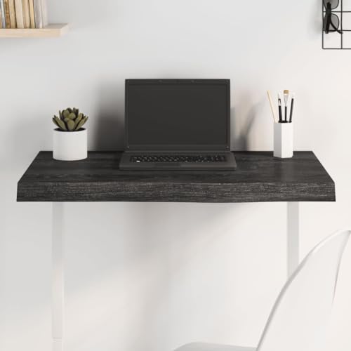 CIADAZ Tischplatte Dunkelgrau 80x40x6 cm Massivholz Eiche Behandelt, Arbeitsplatte, Holzplatte, Schreibtischplatte, Waschtischplatte, Küchenarbeitsplatte von CIADAZ