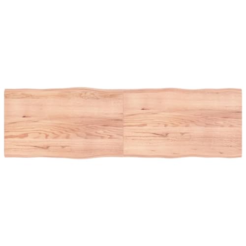 CIADAZ Tischplatte Hellbraun 200x60x4cm Eichenholz Behandelt Baumkante, Arbeitsplatte, Holzplatte, Schreibtischplatte, Waschtischplatte, Küchenarbeitsplatte von CIADAZ