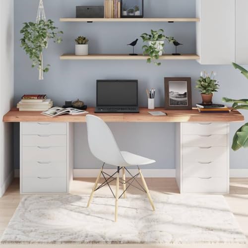 CIADAZ Tischplatte Hellbraun 220x60x6 cm Massivholz Eiche Behandelt, Arbeitsplatte, Holzplatte, Schreibtischplatte, Waschtischplatte, Küchenarbeitsplatte - 3156406 von CIADAZ