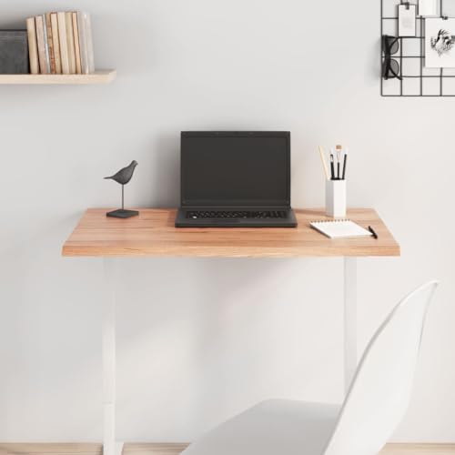 CIADAZ Tischplatte Hellbraun 80x50x2 cm Massivholz Eiche Behandelt, Arbeitsplatte, Holzplatte, Schreibtischplatte, Waschtischplatte, Küchenarbeitsplatte von CIADAZ