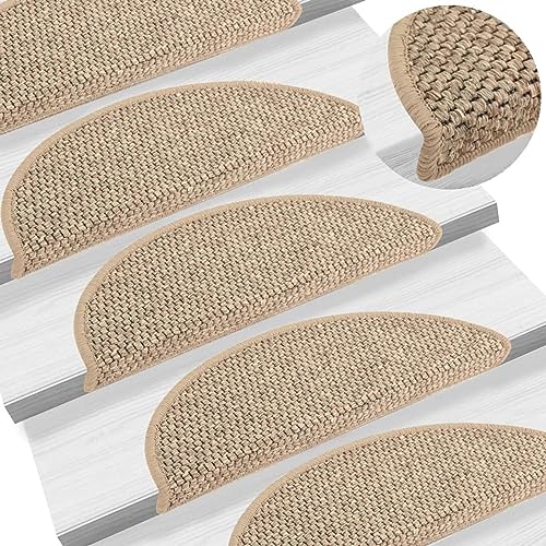 CIADAZ Treppenmatten Selbstklebend Sisal 15 STK Stufenmatten, Treppenteppich, Antirutschmatten Für Treppen, 56x20 cm Dunkelbeige von CIADAZ