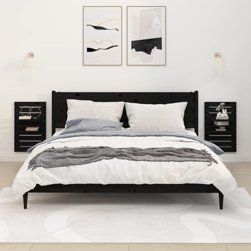 CIADAZ Wand-Nachttische 2 Stk Nachtkästchen, Nachtschrank, Nightstand, Nachtkommode, Side Table Bedroom, Nachtischschränke, Schwarz Massivholz Kiefer CIADAZ Wand-Nachttische 2 Stk Nachtkästchen, Nachtschrank, Nightstand, Nachtkommode, Side Table Bedroom, Nachtischschränke, Schwarz Massivholz Kiefer von CIADAZ