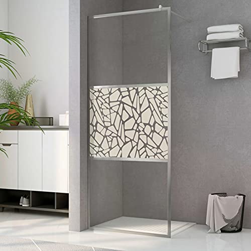 Duschwand für Begehbare Dusche ESG-Glas Steindesign 115x195 cm, CIADAZ Duschrückwand, Duschabtrennung, Glaswand Dusche, Duschglaswand, Duschtrennwand von CIADAZ