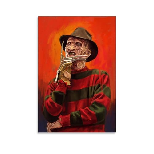 Horror-Film-Poster "A Nightmare on Elm Street" Freddy Krueger Poster, dekoratives Gemälde, Leinwand, Wandposter und Kunstdruck, modernes Familienschlafzimmer-Dekor-Poster, 60 x 90 cm von CIADAZ
