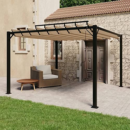 Pavillon mit Lamellendach, CIADAZ Faltpavillon, Pergola, Partyzelt, Standmarkise, Sonnenzelt, Garten Pavillion, Grillpavillon,3x3 m Taupe Stoff und Aluminium von CIADAZ