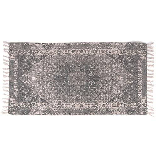CIAL LAMA Dekorativer Teppich 100% Baumwolle Orientalisches Design Arabisch Klassisch Grau Teppich 150 cm von CIAL LAMA
