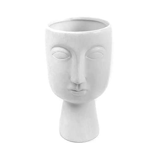 CIAL LAMA Dekorative Keramikvase Gesicht Elegantes Design Vase Weiß 22 cm von CIAL LAMA