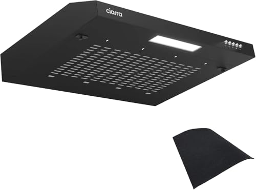 CIARRA CBCB6903 Unterbau Dunstabzugshaube 60cm Umlufthaube Einbau 3 Leistungsstufen Abluft Umluft Integrierte Unterschrank Unterbauhaube Kompatible CBCF001 Kohlefilter Schwarz von CIARRA