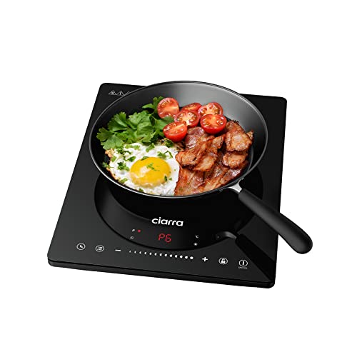 CIARRA CBTIH1 Induktionskochplatte Einzel 2000W Touch Steuerung Induktion Kochfeld mit 8 Leistungsstufen 8 Temperaturstufen Mobil Camping Induktionskochfeld Schwarz von CIARRA