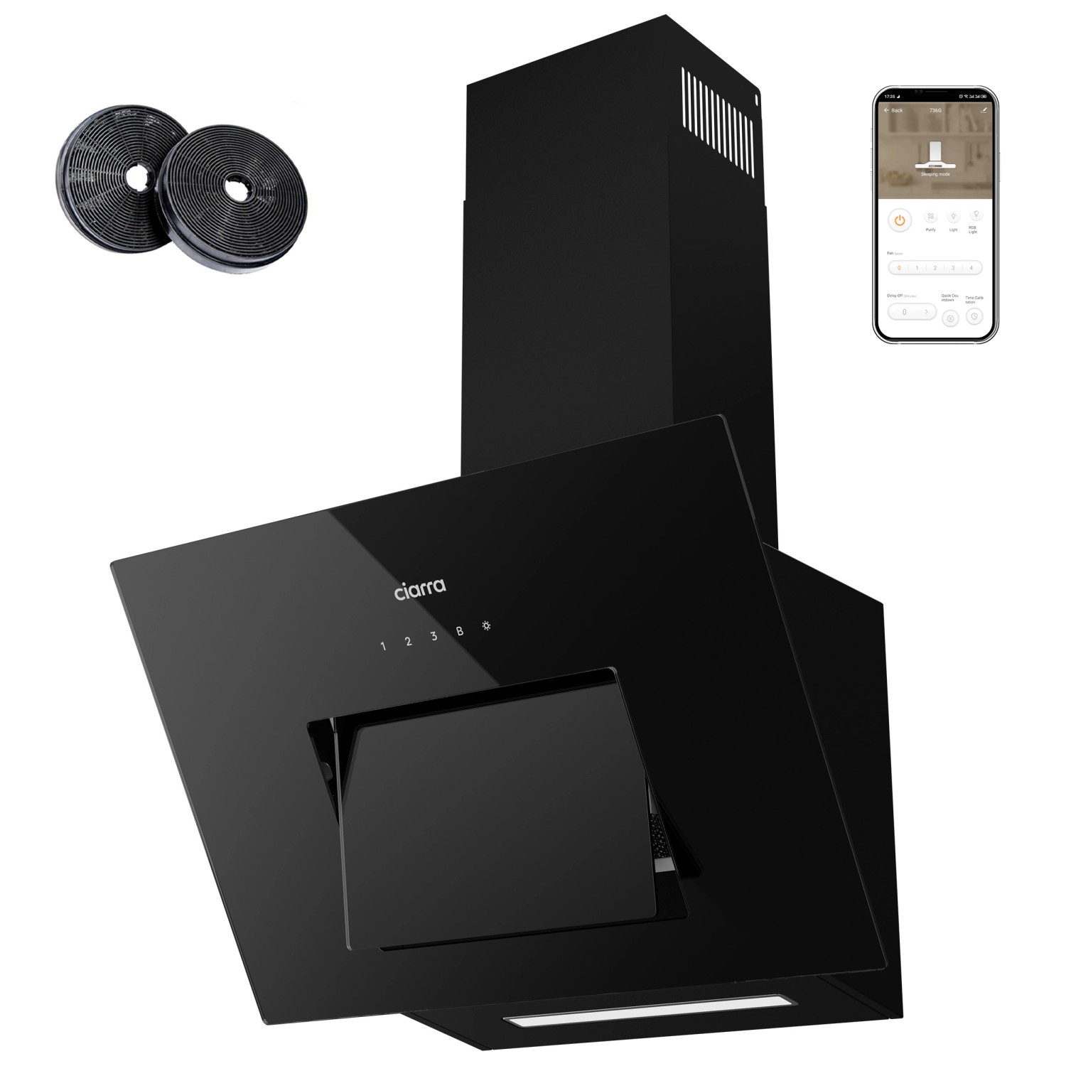 CIARRA Dunstabzugshaube 60 cm 650 m³/h A+++ Kopffrei WIFI-APP Touch Control VM6736MB CIARRA Dunstabzugshaube 60 cm 650 m³/h A+++ Kopffrei WIFI-APP Touch Control VM6736MB von CIARRA