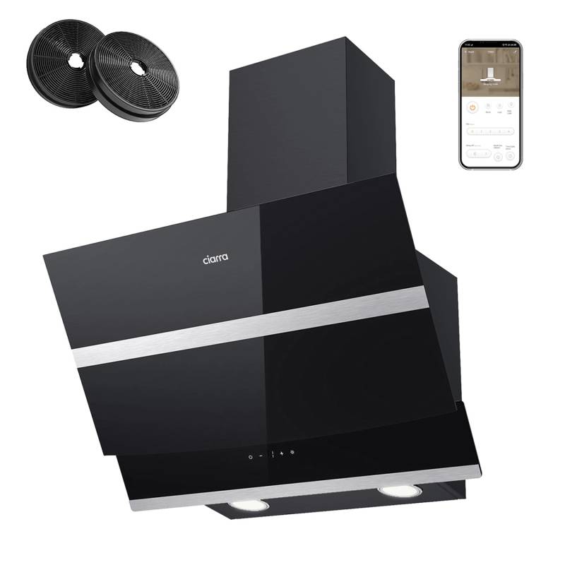CIARRA Dunstabzugshaube 60 cm 650 m³/h A+++ Kopffrei WIFI-APP Touch Control VM6736NB von CIARRA