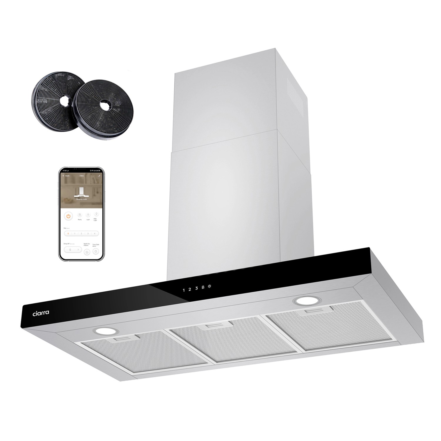 CIARRA Dunstabzugshaube A+++ 650 m³/h 90 cm WIFI-APP Touch Control VMS9102 CIARRA Dunstabzugshaube A+++ 650 m³/h 90 cm WIFI-APP Touch Control VMS9102 von CIARRA