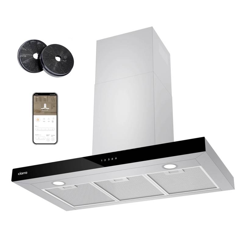 CIARRA Dunstabzugshaube A+++ 650 m³/h 90 cm WIFI-APP Touch Control VMS9102 von CIARRA